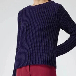 Reiss Davidson Heavy Chunky Knit Crop Jumper Sweater Size L‎ Purple